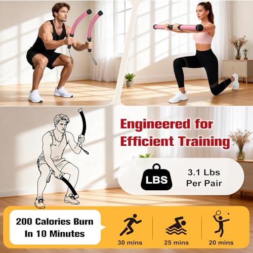 Relife Ropeless Battle Ropes, 2 in 1 Weighted Cordless Battle Ropes for Home Gym - Portable Home Gym Equipment for HIIT, Strength Building, Low-Impact Cardio for Men & Women - color: Pink