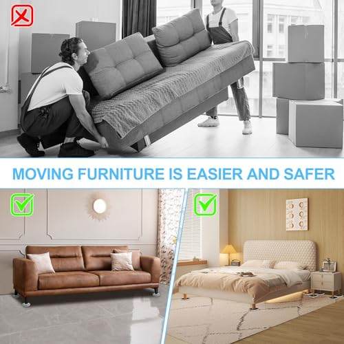 New Upgrade Furniture Movers Sliders - Multi-Surface Furniture Sliders | 4.3" Moving Sliders with Anti-Slip Groove - 8PCS Moving Pads and 8 Hardwood Socks - Protect Floor and Easily Move Furniture - size: 4.3in 8+8Pack