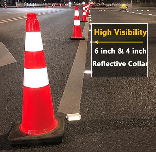 (8 Pack) BESEA 28” inch Traffic Safety Cones Orange Road Parking Cones Heavy Duty Construction Cone Structurally Stable for Traffic Control at Public Place - size: 28 inch