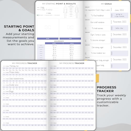 Clever Fox Fitness & Food Journal, Workout Planner, 5.8"x8.3" Black | Lasts 3 months, undated hardcover exercise & weight loss journal for women, gym, diet, meal tracker, calorie counter book - color: Black, size: A5 (5.8'' x 8.3'')