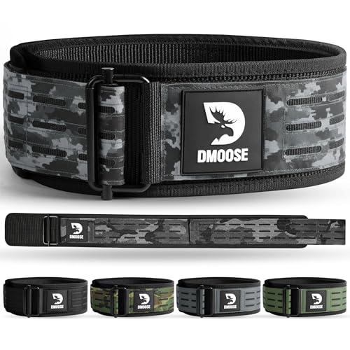 DMoose Fitness Auto Locking Weight Lifting Belt for Men & Women - 4" Nylon Squat & Deadlift Belt with Quick-Release Buckle - Gym Workout Belts for Lumbar Back Support for Weightlifting & Powerlifting - color: Black Camo, size: Small