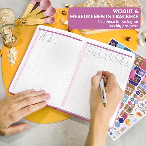 Legend Wellness Planner & Food Journal – Daily Diet & Health Journal with Weight Loss, Measurement & Exercise Trackers – Lifestyle & Nutrition Diary – Lasts 6 Months, A5 size – Hot Pink - color: Hot Pink Gold Foil, size: A5 (5.8” x 8.3”)