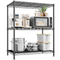 3 Tier Storage Shelves Metal Shelving Unit,Adjustable Wire Rack Pantry Kitchen Shelves,Small Shelf Wire Shelving for Laundry Office Bedroom Dorm Bathroom Closet 24" W x 30" H x 14" D Black Shelves - size: Black-24" W x 30" H x 14" D