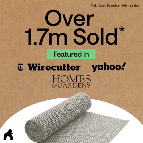 GORILLA GRIP powerGRIP Drawer Shelf and Cabinet Liner, Thick Strong Hold, Non-Adhesive Liners Protect Kitchen Cabinets and Cupboard, Bathroom Drawers, Easy Install, Breathable Mat, 12" x10' Light Gray - color: Light Gray, size: 12" X 10', style: 12" x 10'