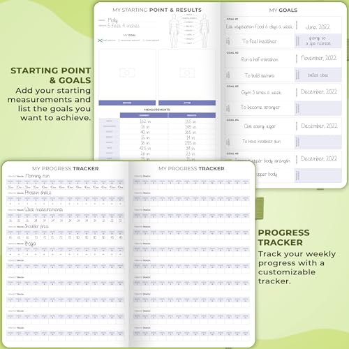 Clever Fox Fitness & Food Journal, Workout Planner, 5.8"x8.3" Apple Green | Lasts 3 months, undated hardcover exercise & weight loss journal for women, gym, diet, meal tracker, calorie counter book - color: Apple Green, size: A5 (5.8'' x 8.3'')