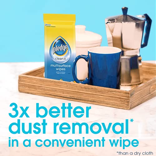 Pledge Multi-Surface Furniture Polish Wipes, Works on Wood, Granite, and Leather, Cleans and Protects, Fresh Citrus - Pack of 6 (150 Total Wipes) - size: 25 Count (Pack of 6)