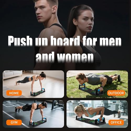 Push Up Board for Men - 15-in-1 Foldable Pushup Board with Push Up Bar, Handles & Bands, Portable Home Gym & Workout Equipment for Chest Exercise, for Teen Boys 16-18 & Gym Lovers - color: BLACK-2