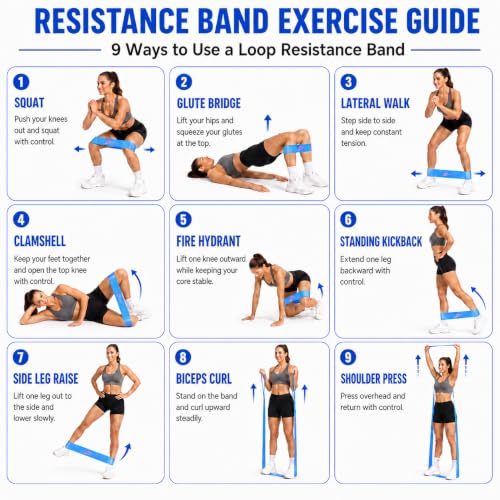Pull Up Assistance Bands Set, Natural Latex Resistance Bands for Working Out, 5 Resistance Levels from 5 to 40 lb, Long Bands with Carry Bag for Home Gym and Strength Training