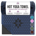 Clever Yoga Hot Yoga Mat Towel – Non-Slip Grip for Hot Yoga, Sweat Absorbent, Honeycomb Silicone Grip, Stays Flat – Ideal for Pilates, Travel, Washable & Lightweight - Dark Blue - color: Darkblue