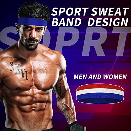 ChezMax 6PCS Moisture Wicking Headbands and Sweatbands for Men's Sports, Tennis, Basketball, Running, Working, Gym