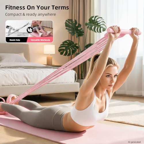 Pedal Resistance Band, 2026 Upgraded 8-Tube 3-in-1 Sit-Up Assistant, Natural Latex Portable Band for Core Abdominal, Back Stretching, Chest Expansion, Arm Training, Home Gym Yoga