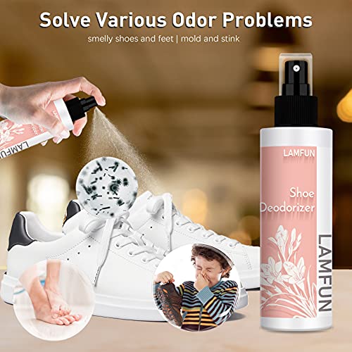 Shoe Deodorizer Spray, Natural Deodorant Spray, Odor Eliminator for Feet, Shoes and Gym Bags, Fights Odor and Stink, Freesia Fragrance, 150ml