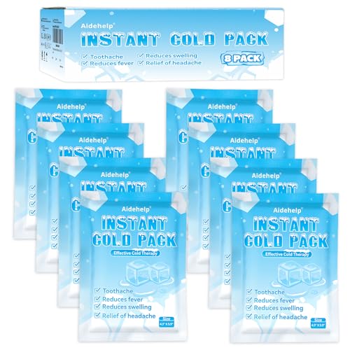 8 Pack Instant Cold Packs (4.3" x 5.9") - Disposable Ice Packs for Injuries | Cold Compress Ice Pack for Pain Relief, Swelling, Inflammation, Sprains, Toothache - Cold Pack for Athletes - size: 8 PACK