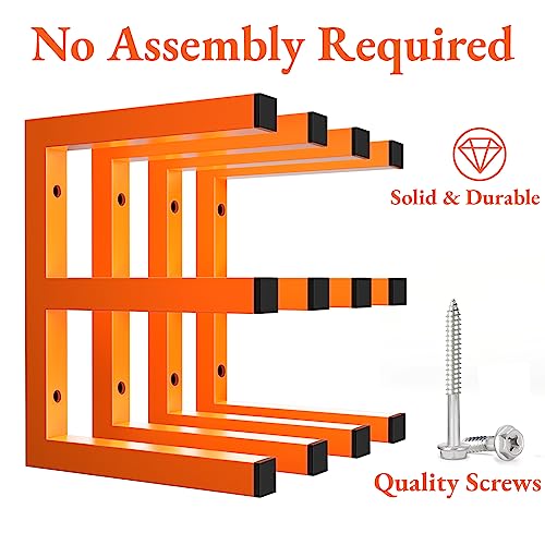 MOOMSINE Lumber Storage Rack Wall Mounted, 6-Level Holds Up 1200 Lbs Heavy Duty Wood Organizer, Metal Shelf for Shed, Workshop, Garage - 4pack, Orange - color: Orange - 4 Pack