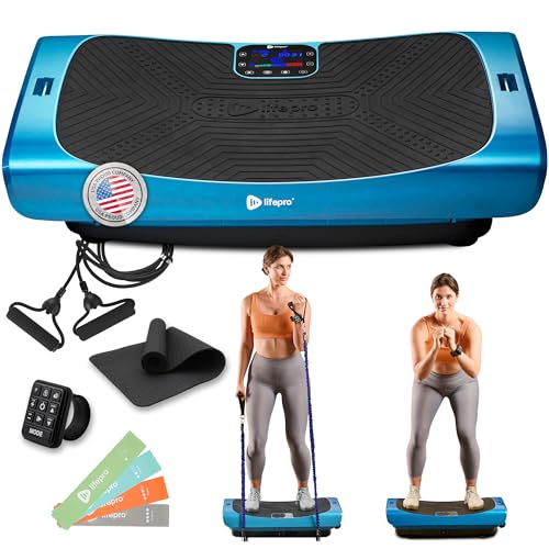 Lifepro Rumblex Plus/Pro 4D Vibration Plate Exercise Machine with 60 Speeds | 3 Motors, 7 Training Modes, Bluetooth Speaker, Wristband Remote — Vibration Plate for Lymphatic Drainage, Muscle Activation - color: Blue, size: Large