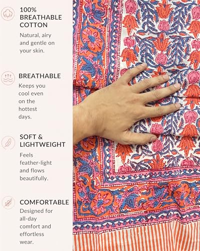 Beach Cover Ups for Women, Cotton Sarong Wrap Pareo | 100% Cotton Sarong Wraps For Women, 73 x 44 In. Pareo Beach Wrap, Bikini Cover Up, Bathing Suit Cover Up, Resort Wear - color: Orange Floral