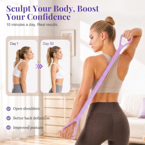 Exercise Band - Figure 8 Resistance Bands with Handles, 30 lb Tension Rope for Arm/Back/Shoulder Training, Workout Equipment for Physical Therapy, Rehabilitation, Yoga, Pilates, Stretching - color: Purple