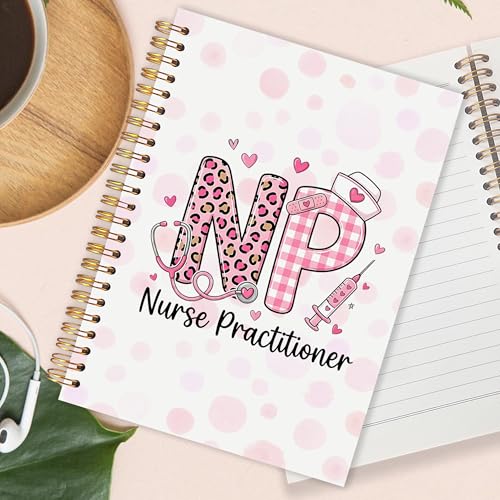 Nurse Practitioner Gifts for Women Spiral Notebook 5.5x8.3 in, NP Gifts for Women, Pink Leopard Print Nursing Hardcover Notebook Journal for Work - color: Pink Leopard Print Nursing