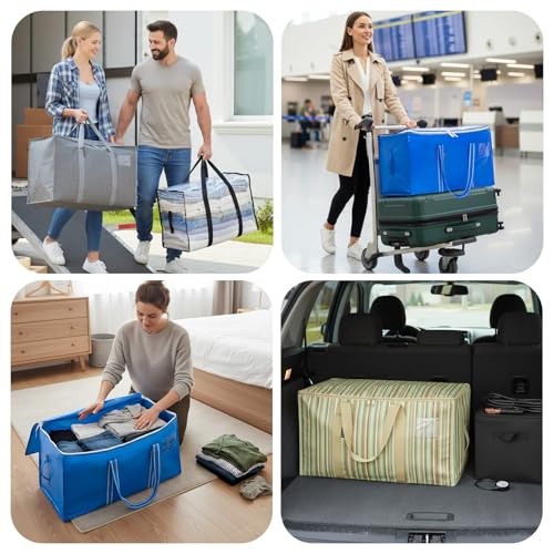 BALEINE 2-Pack Oversized Moving Bags with Reinforced Handles, Heavy-Duty Storage Tote for Clothes, Moving Supplies (Royal Blue, 2-Pack) - color: Royal Blue, size: 2-Pack