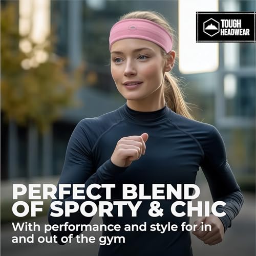 Tough Headwear Mens Headband | Sweat Headbands for Men Women Working Out Running Sports – Athletic Sweat Band Exercise - color: (3 pack) Black, Gray, Pink DryZone