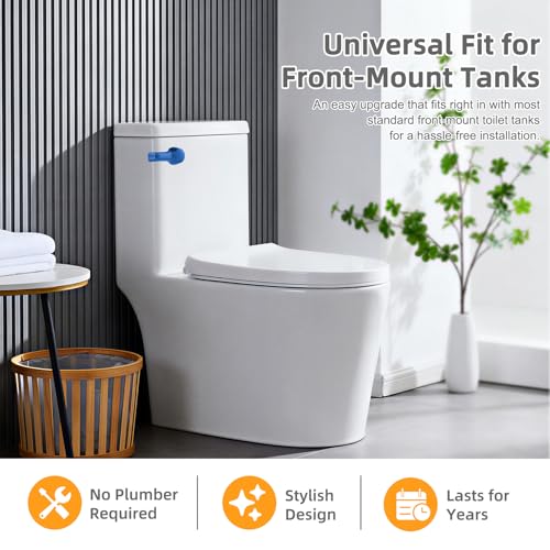 Hibbent Universal Metal Front Mount Toilet Handle Replacement Kit, Blue | Toilet Bowl Flush Handle with Solid Brass Toilet Flush Tank Lever, Stainless Steel Flapper Chains for Most Toilet Tanks - color: Blue, style: Upgraded Front Mount
