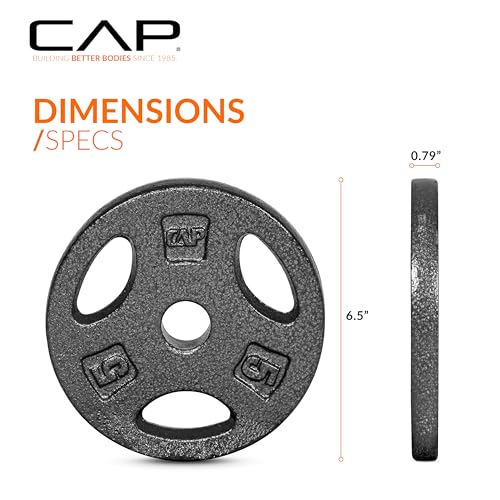 CAP Barbell Standard 1-Inch Grip Weight Plates - color: Black, size: 5 lbs Plate Pack (x4)