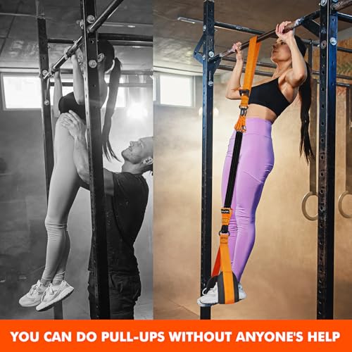 HPYGN Two Foots Pull Up Assistance Bands, Heavy Duty Resistance Band for Pull Up Bar, Adjustable Weight/Size with Fabric Feet/Knee Rest, Bands for Pull Up Assist for Strength Training, Pull Up - color: 1-Orange