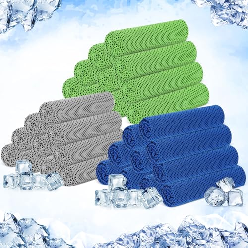 Hosuly 30 Pack Cooling Towels, 40"x12" Ice Breathable Soft Chilly Sweat Rag Microfiber Workout Rags for Gym Cooling Towels for Neck and Face for Yoga Golf Sport Running - color: Bright Color