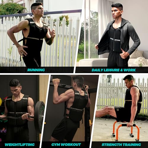 Adjustable Weighted Vest Men Women, 20lb/30lb/40lb Soft Silicone Blocks, Machine Washable | Reflective Strip, Strength Training Weight Vests Slim Under Jacket for Walking Running Rucking Gym Hiking - size: 2-40 LBS