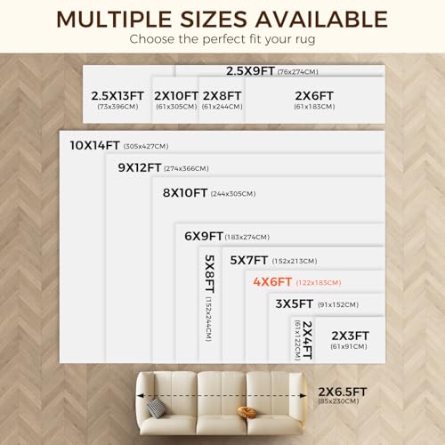 BAGAIL BASICS 4 x 6 FT Rug Pad Gripper for Hardwood Floors, Non Slip Rug Pads for Area Rugs, Extra Thick Under Rug Padding, Protect Your Rugs & Floors - size: 4' x 6' (Rectangular)
