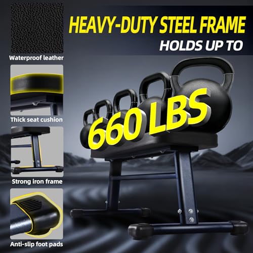 Flat Weight Bench, 2.4 Inch Thick Pad Workout Bench 660 LBS Bench Press Exercise Equipment for Home Gym Strength Weight Training - color: Black, size: 43 In Pro