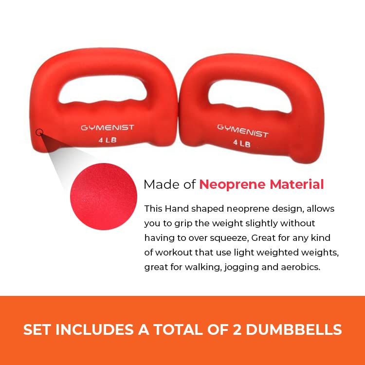 GYMENIST Set of 2 Hand Shaped Neoprene Exercise Workout Jogging Walking Cardio Dumbbells Pair - color: 3-LB Green
