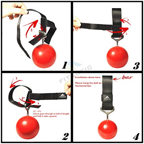 Rock Climbing Solid Training Cannonball Bomb Power Pull Up Ball Hold Grips for Straps for Finger, Forearm, Biceps, Back Muscles - color: Red (3.5")