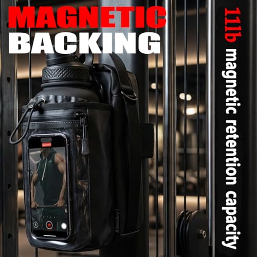Magnetic Gym Bag Water Bottle Holder Small Gym Bag for Men, Gym Gifts, 11LB Strong Grip Waterproof 900D - color: Black Suit