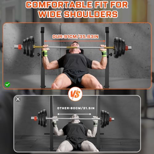 Adjustable Weight Bench with Squat Rack, 770lbs Heavy Duty Olympic Bench Press for Home Gym, Multi-Function Flat Incline Workout Bench Family Strength Training with Removable Foot Catch