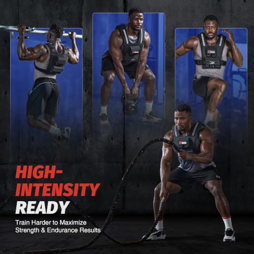 ZELUS Weighted Vest Men, 23lbs/36lbs/45lbs Adjustable Weight Vest with 10/16/20 removable Iron Weights and Reflective Strips, No-Bounce Design for Strength Training, Running, HIIT & Calisthenics - size: 36LB