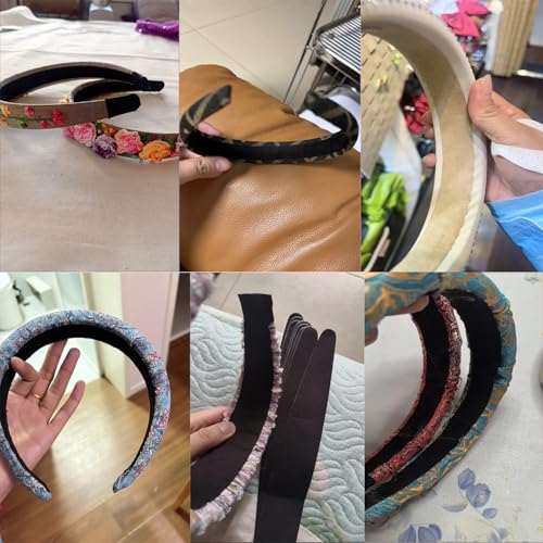 10 Pack Women Headbands Gripper Replacement Adhesive Strips Anti-slip Sticker Grips for Satin Headbands 1 Inch Trendy Ribbed Elastic Hair Bands Plain Hard Headband Ribbon Head Band DIY Craft