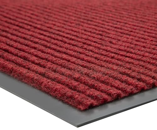 100pointONE Front Door Mat, Heavy Duty Indoor Outdoor Doormat, 48" x 24" Low Profile Outdoor Mats for Home Entrance, Stain and Fade Resistant Welcome Mat Ideal for High Traffic Area, Red - color: Red Striped, size: 2' x 4' (Rectangular)