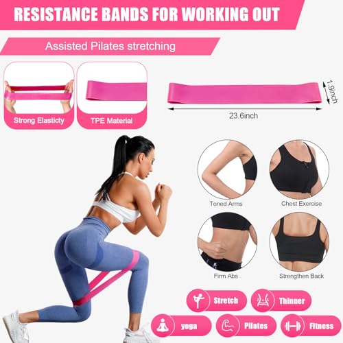 Soulchen 30 Pcs Exercise Pilates Ball 9 Inch with Bags Resistance Bands 25-30 Lbs for Exercise Equipment Set for Yoga Stability Barre Training Stretching Physical Posture Training Gym