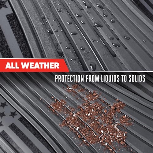 MotorTrend Black Flag Rubber Floor Mats – All Weather Car Mats with American Flag Stars & Stripes Design, Heavy-Duty Automotive Floor Mats for Cars, SUVs & Trucks Grey/Black - color: Grey Flag
