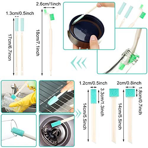 Nuenen 16 Pcs Small Household Cleaning Brushes - Deep Detail Crevice Cleaner Brush Set, Corner Space Keyboard Bottle Tile | Small Household Cleaning Brushes Set, 8 in 1 Bottle Cap for Small Holes, Deep Detail Crevice Brush Set, Crevice Cleaning Tool