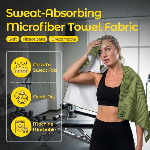 Car Seat Towel Cover - Sweat Absorbing Microfiber Towel for Car Seat After Gym, Workout & Beach - Washable Seat Protector, Universal Fit for Cars, Trucks, SUVs - Olive Palm - color: Olive Green Palm