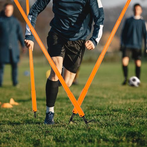 Hikeen Telescopic Length Soccer Poles Fixed & Collapsible Options Agility Training Hurdles and Football Obstacle for Teenager Soccer Training Outdoor Sports Speed Training Equipment - size: Short-42.5", style: 6 rods