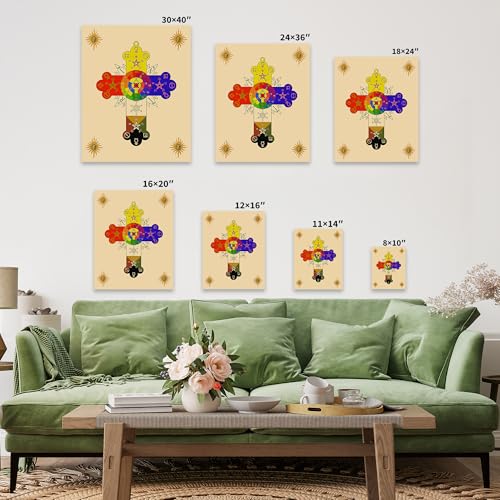 Monem Art Rose Cross Lamen Canvas - Retro Hermetic Order of the Golden Dawn Print - Secret Society Art - Gift for Men & Women - Decor for Living Room or Bedroom - Available in 8x10 to 30x40 - color: Style-05