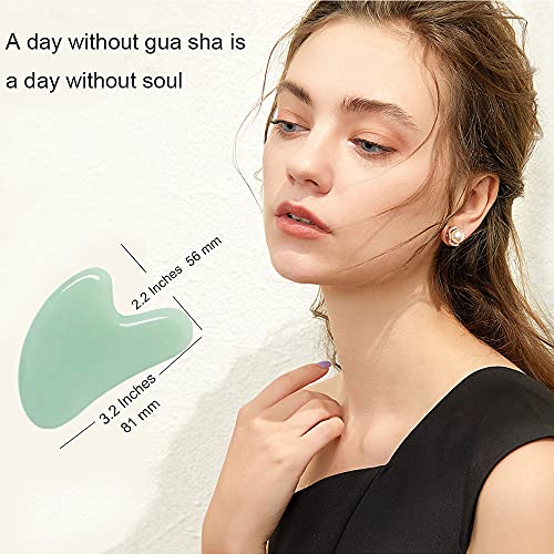 Gua Sha, Jade Stone Gua Sha Massage Tool, Guasha Tool for Face and Body Skin Massage. Gua Sha Set for Toxins Prevents Wrinkles for SPA Acupuncture, Therapy Trigger Point Treatment. - color: Green