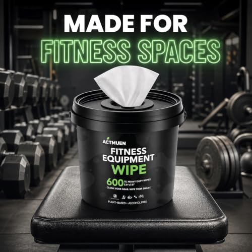Gym Equipment Wipes, 600 Count Yoga Mat Cleaner Wipes | Green Tea & Aloe Formula • Alcohol Free • Large Wipes • Fresh Scent • Home & Commercial Use