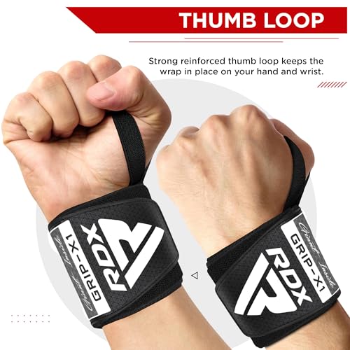 RDX Wrist Wraps for Weightlifting (Pair), IPL USPA Approved, Elasticated 18” Cotton Straps Support with Thumb Loop, Gym Wrap for Weight Lifting Powerlifting Competition Strength Training Bodybuilding - color: Grey