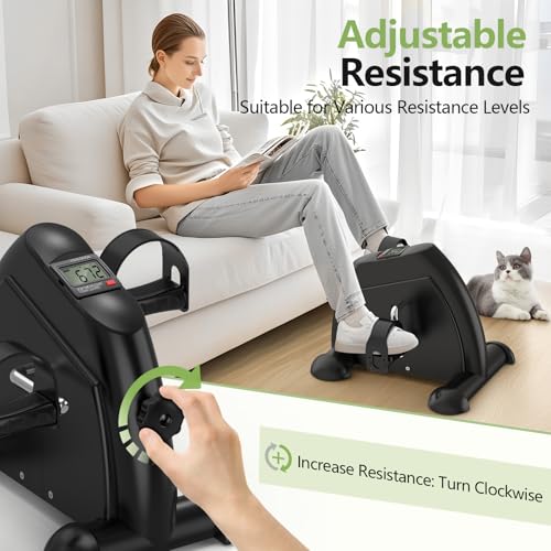 FITKS360 Under Desk Elliptical & Mini Exercise Bike - Seated Electric Leg Exerciser Under Table Oval Electric - Seniors Sit Exerciser Fully Assembled Pedal