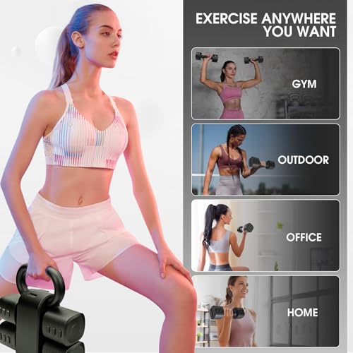 Adjustable 2-in-1 Convertible Kettlebell & Dumbbells Set, 4 in 1 Free Weights Dumbbell Set of 2, Each 2.2 3.3 4.4 5.5lb Quick Change Women Dumbbell Set for Home Exercise Training - color: Black