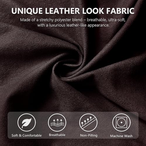 ANARACHON Leather Look Wingback Chair Covers, 2-Piece Wing Chair slipcover,Stretch Wing Back Armchair Slipcovers with Elastic Bottom, Soft Spandex Furniture Protector for Living Room (01 Chocolate) - color: 01 Chocolate
